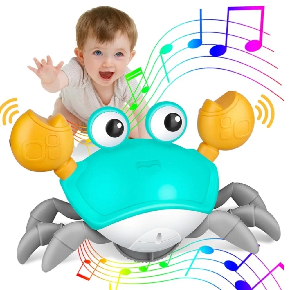 Blue and Orange Learning Crab Toy with Googly Eyes